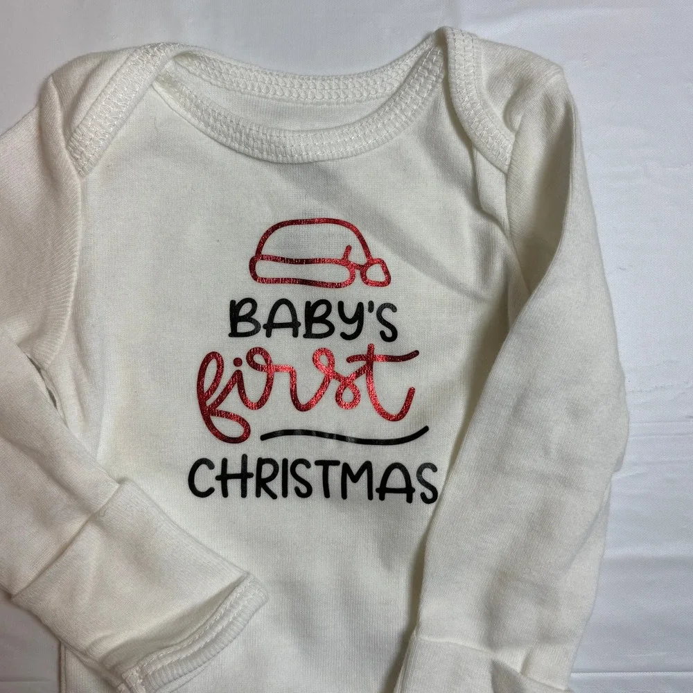 Just One You Carter's Baby's First Christmas Long Sleeve Bodysuit White NB‎